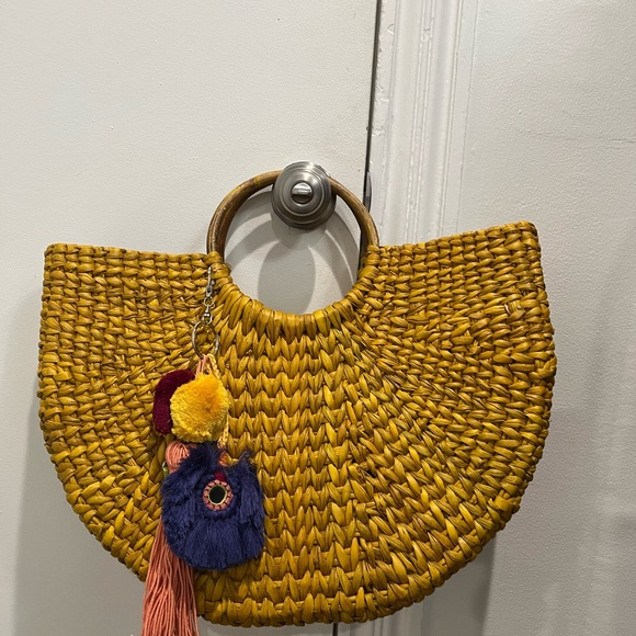 Anthropologie Vineet‎ Bahl Yellow Straw Goldilocks Bag - Picture 3 of 8